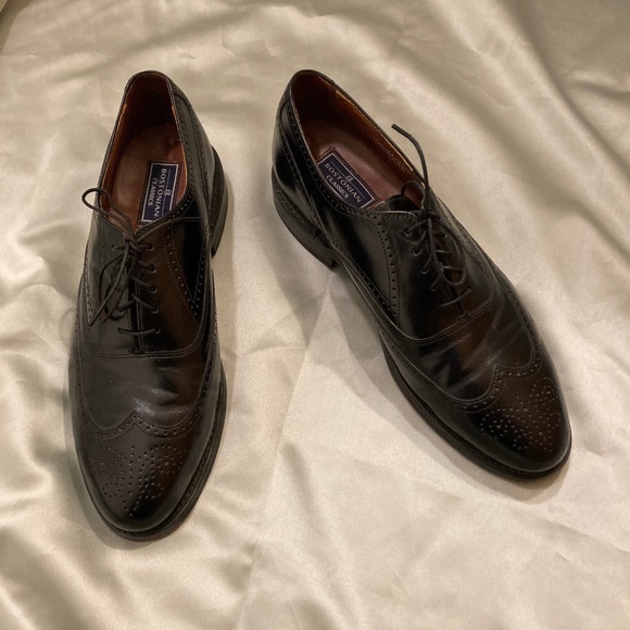 PROM !!! Bostonian Classics Men’s Black Leather Wing Tips Lace Up Size 8 VGUC - Picture 2 of 11